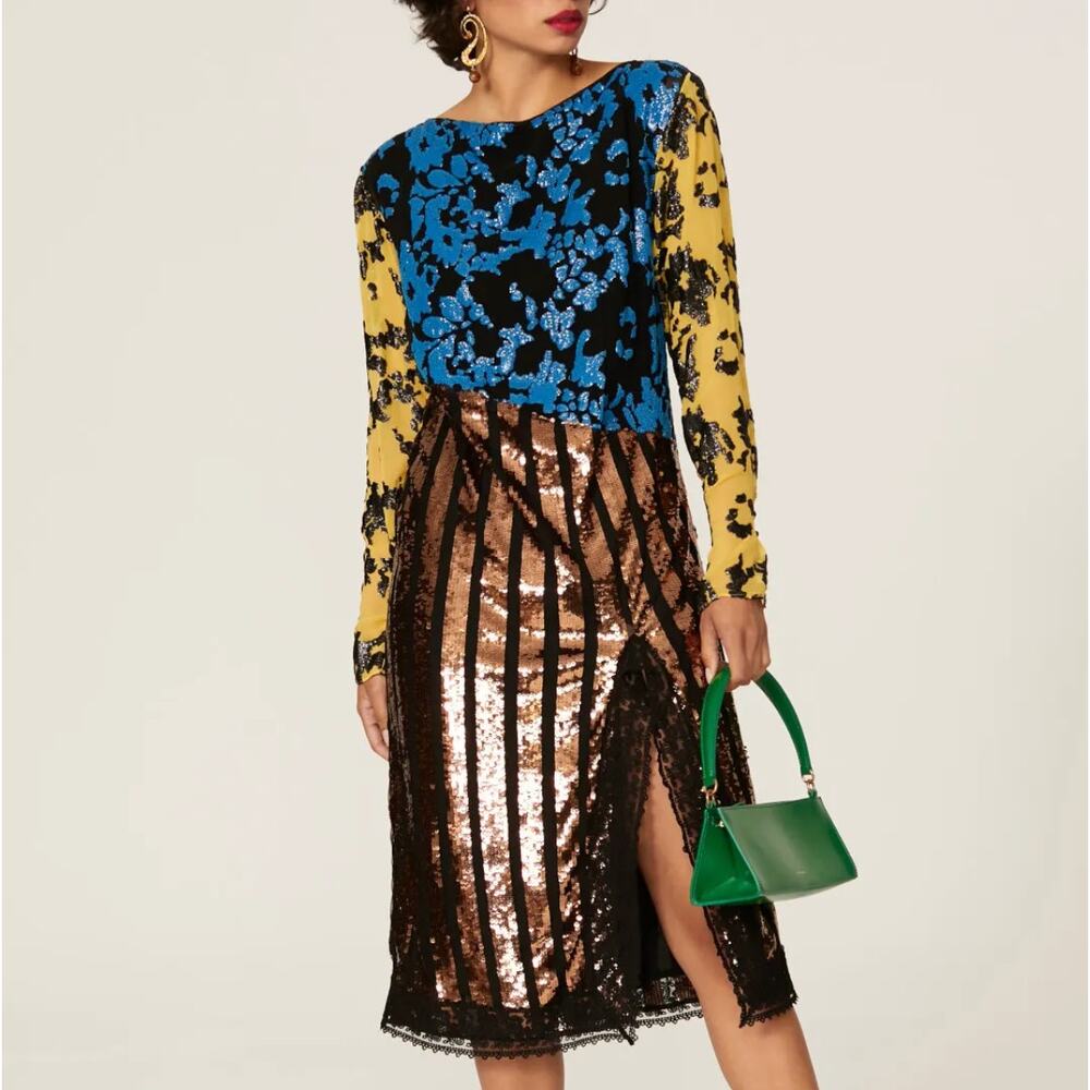 Rachel Comey Sequin Midi Dress Size 4 Semi-Formal Unique Designer Cocktail $860